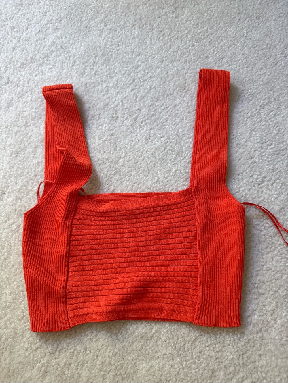 Zara Vibrant Orange Ribbed Square-Neck Crop Tank